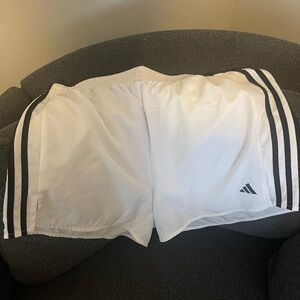 Adidas White Shorts with Black Stripes